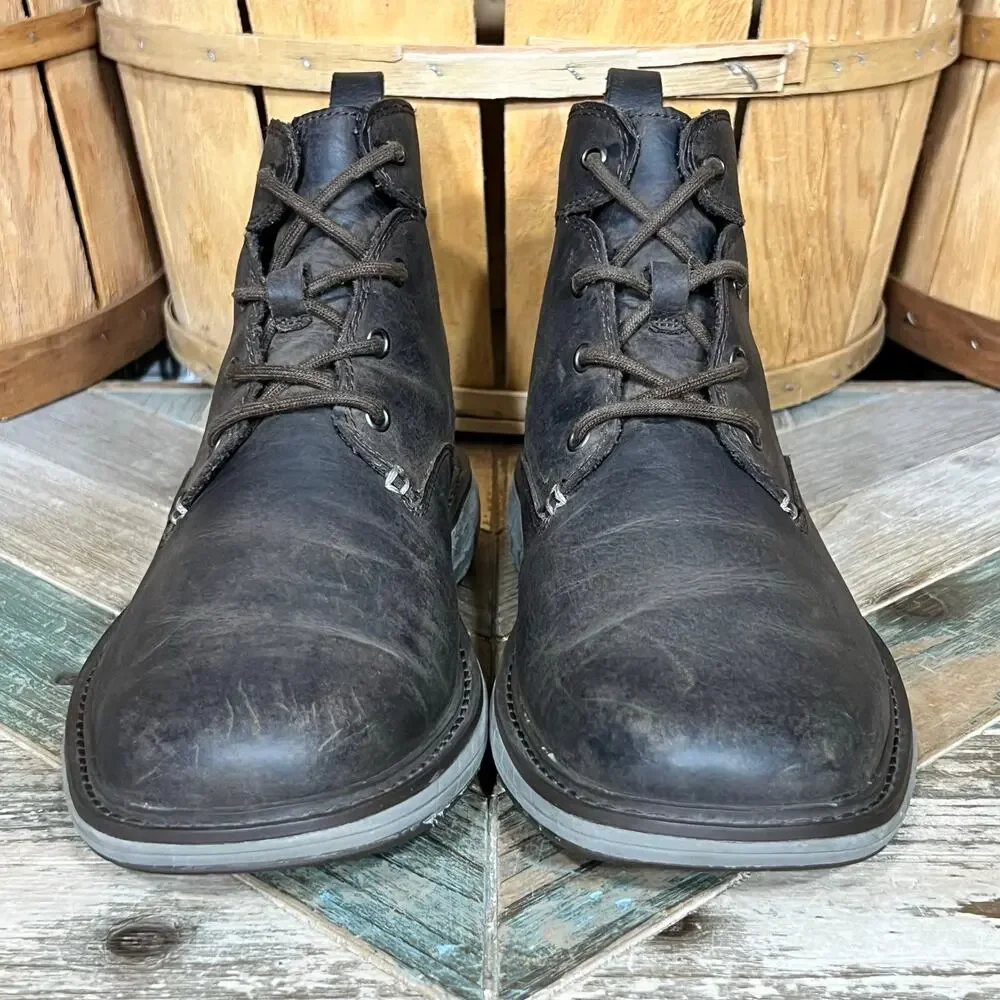 Merrell World Vue Brown Leather Waterproof Plain Toe Chukka Boots Mens Size 8